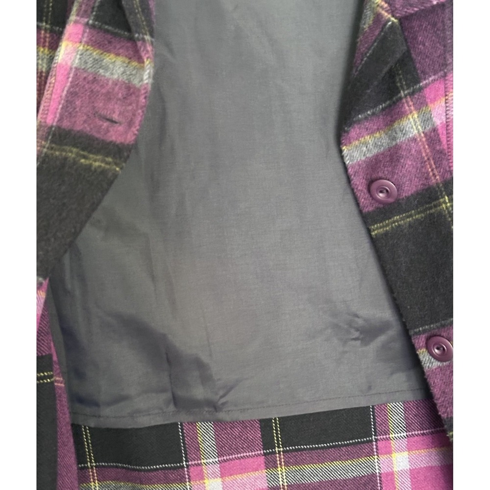 Schmeinck Jacket Womens 12 Purple Pink Plaid Wool Blend Coat Button Lightweight - Picture 7 of 11